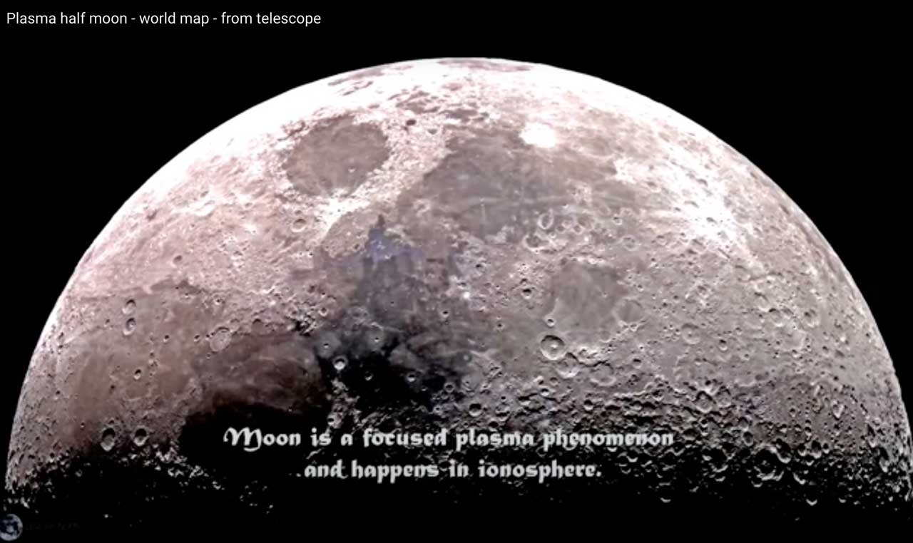 Luna de plasma – mapa del mundo – desde telescopio